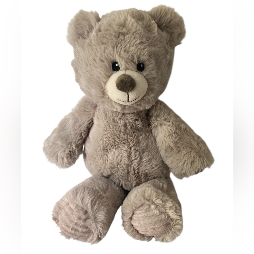 Spark Create Imagine Teddy Bear 15” Plush Rattle Ribbed Paws Beige Taupe.